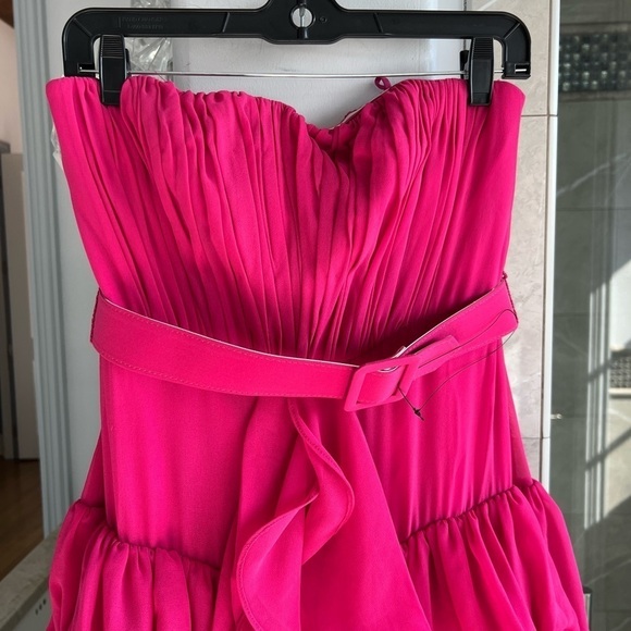 Badgley Mischka Strapless Tiered Ruffle Gown - Picture 4 of 13